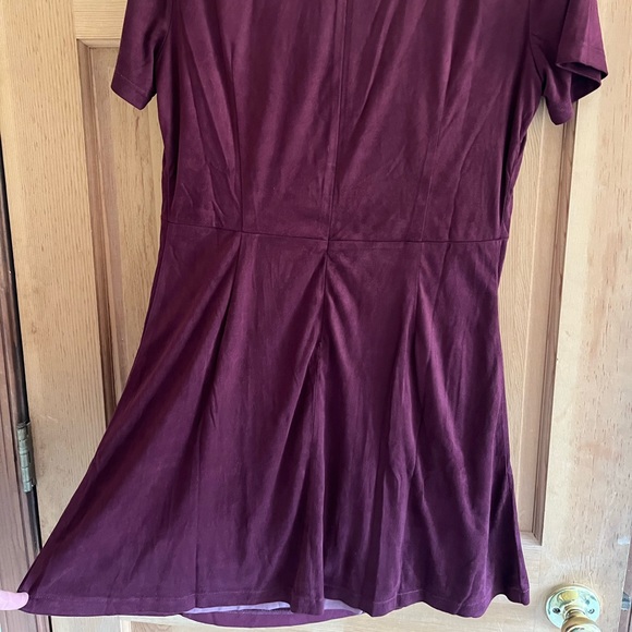 **consigned** MissMe Wine Colored Suede Mini Dress with Lace Up Chest Detail - Picture 11 of 12